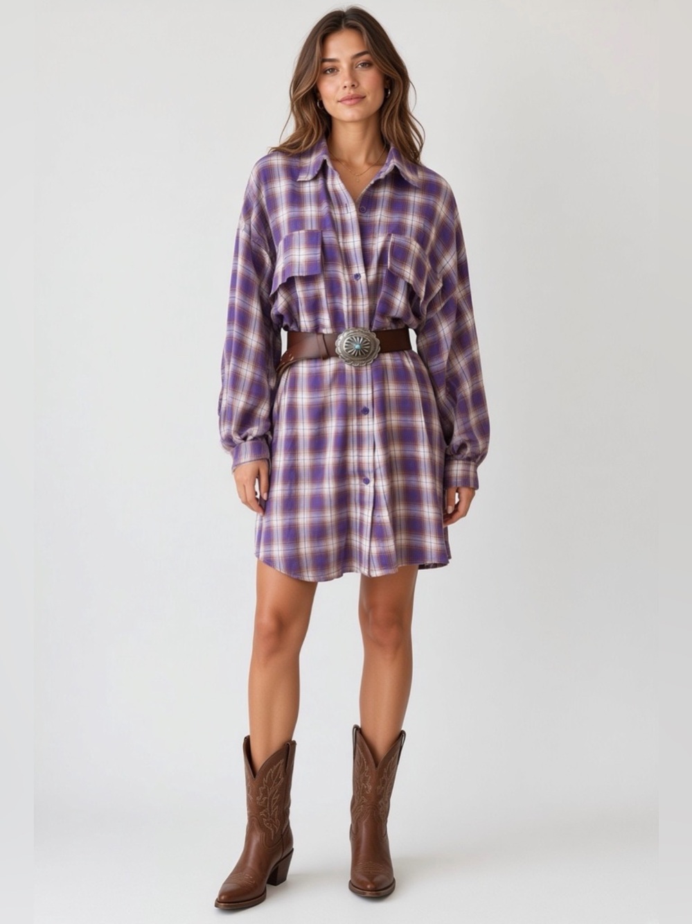 NWT. Blue Moon Plaid Shirt Dress in Lavender and White - several sizes available